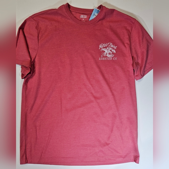 Izod Saltwater T-Shirt Mens XL Red Natural Stretch Soft Touch Graphic Casual Tee - Picture 1 of 9